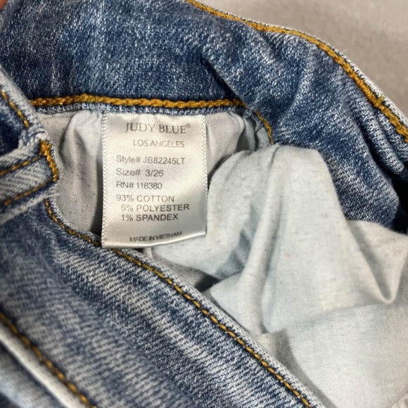 Judy Blue Boyfriend Fit Distressed Light Wash Paint Splatter Jeans Size 3/26 - Picture 4 of 12